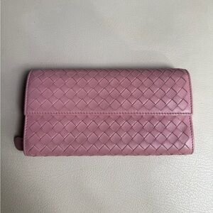 Bottega Veneta Intrecciato Lavender Woven Nappa Continental Leather Wallet